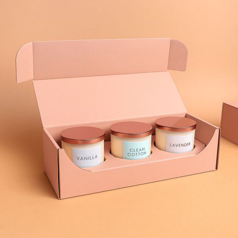 candle box with insert with custom printing.