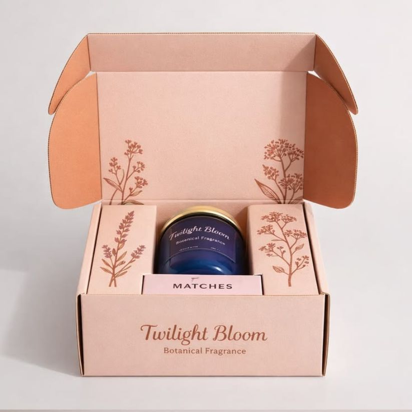 Corrugated candle box with insert