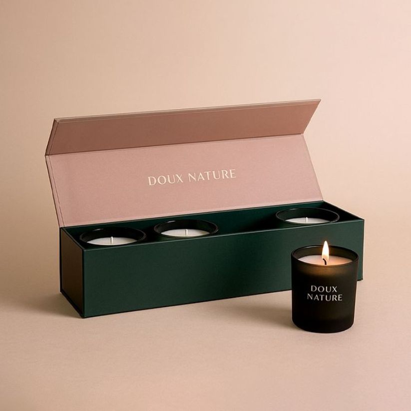 Magnetic closure luxury candle box for premium brands.