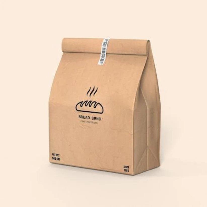 Brown kraft paper shopping bag with reinforced handles, perfect for eco-friendly packaging.