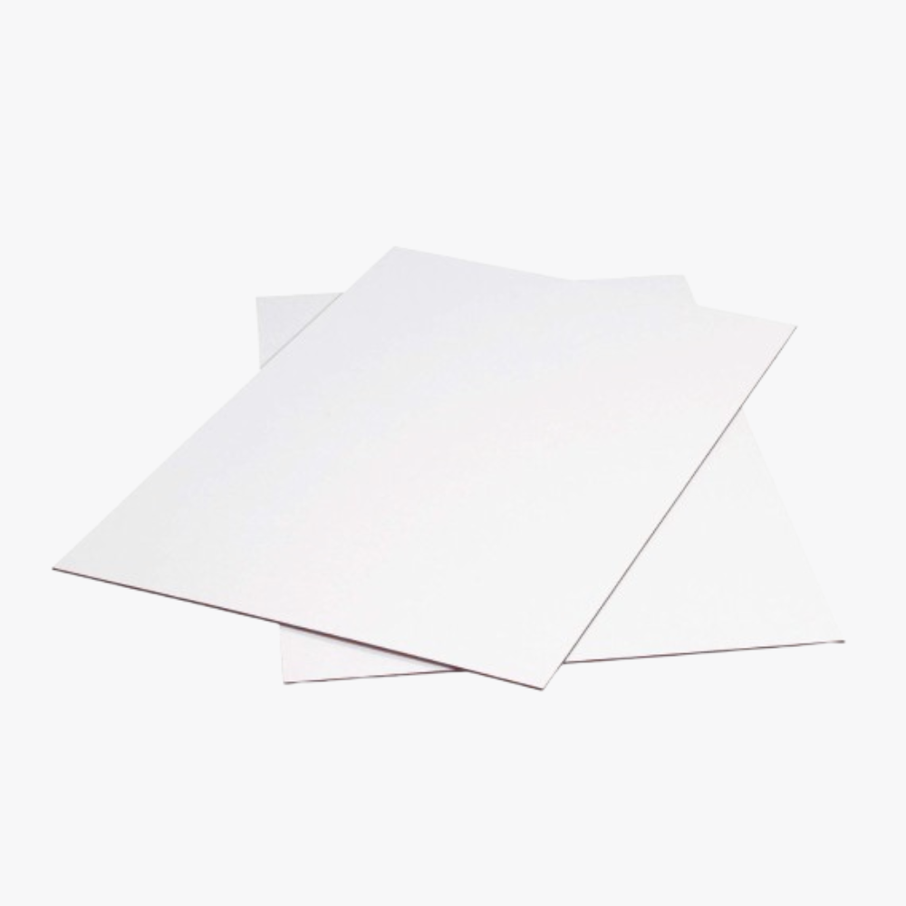 Cardboard stock used for custom packaging boxes.