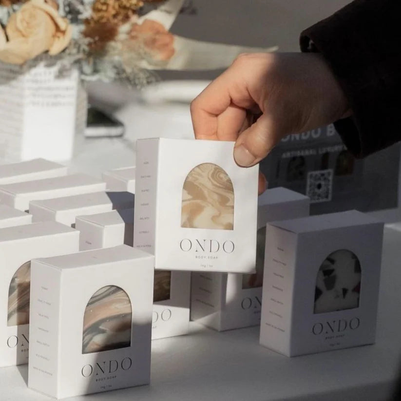 Printed window soap boxes with custom design and branding.